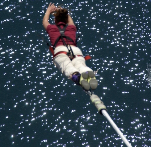 a man doing bungee jump