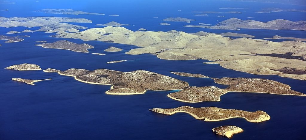 Aerial view of Kornati islands, Croatia