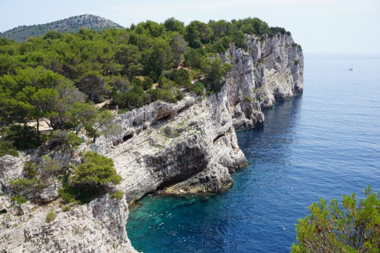 vertical cliffs over the sea