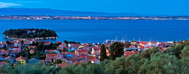 Panorama over the village and the sea taken on Croatia bicycle tour.